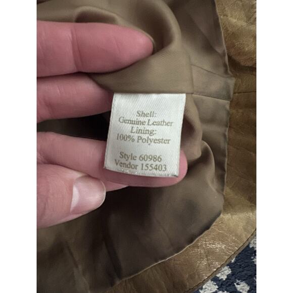 VTG Caslon Tan Brown Leather Snap Collared Jacket M - Picture 4 of 8